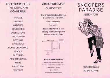 2023: Pink "Snoopers Paradise" leaflet, front