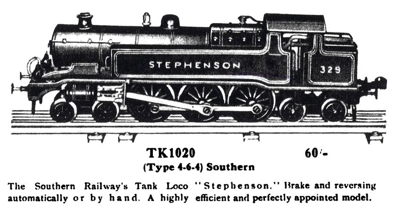 File:Stephenson Tank Locomotive Southern 329, 4-6-4, Märklin TK1020 (MarklinCRH ~1925).jpg