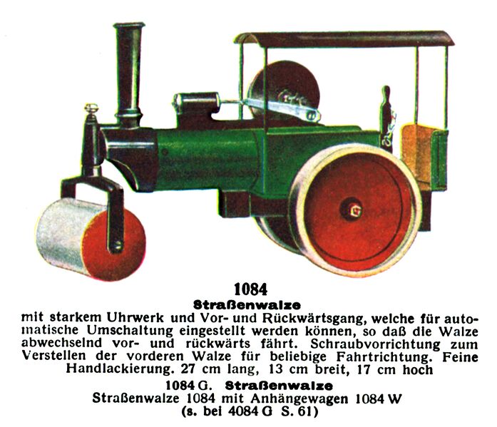 File:Strassenwalze, uhrwerke - Steamroller, clockwork, Märklin 1084 (MarklinCat 1931).jpg