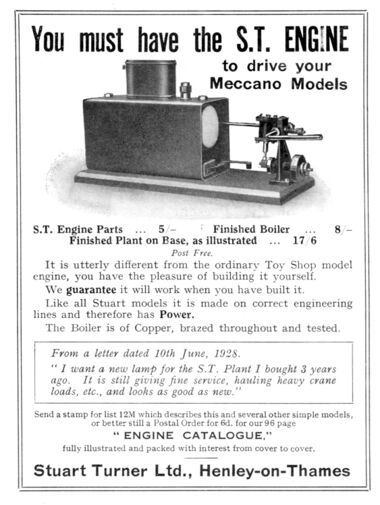 1929: "You must have the S.T. Engine to drive your Meccano Models"
