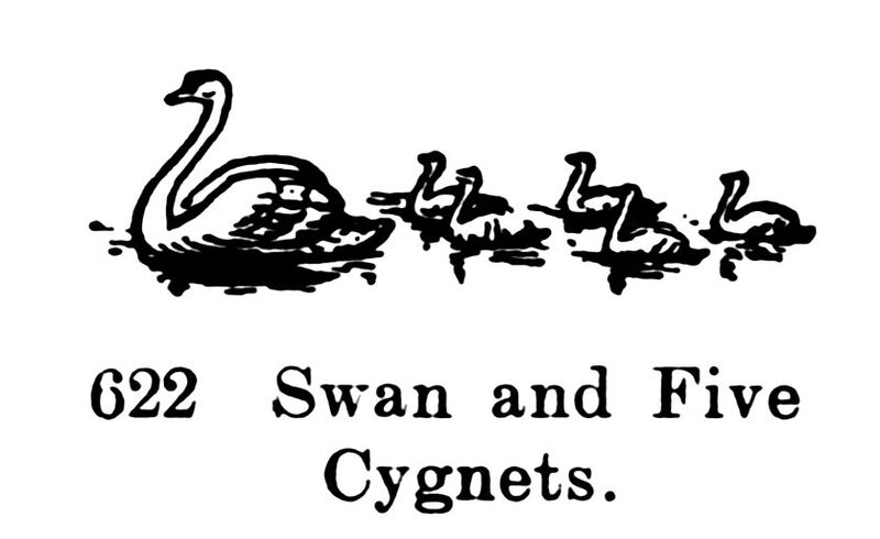 File:Swan and Five Cygnets, Britains Farm 622 (BritCat 1940).jpg