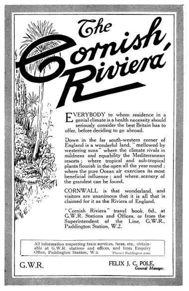 1925 advert for holidaying in Cornwall