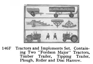 Britains 146F Tractors and Implements Set, including two Fordson Major E27N Tractors