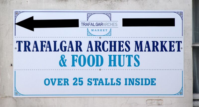 File:Trafalgar Arches Market, Trafalgar Street signage.jpg