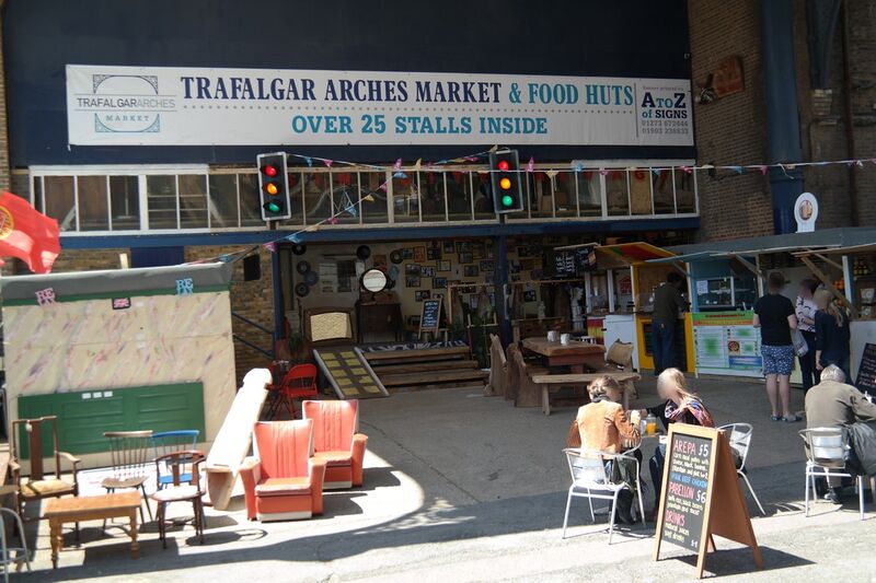 File:Trafalgar Arches Market and Food Huts (May 2015).jpg