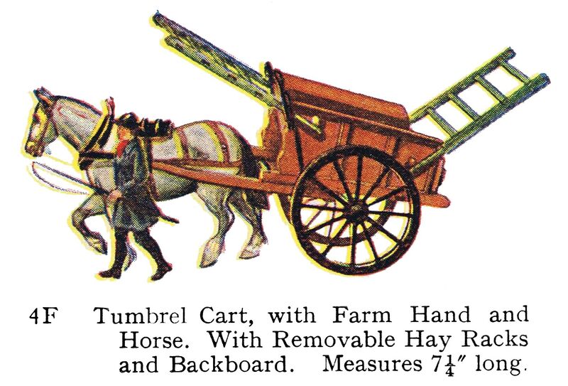 File:Tumbrel Cart, with Farm Hand and Horse, Britains Farm 4F (Britains 1958).jpg