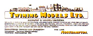Twining Models Ltd., Pike Lane, Northampton, company slip