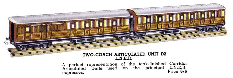 File:Two-Coach Articulated Unit LNER, Hornby Dublo D2 (HBoT 1939).jpg