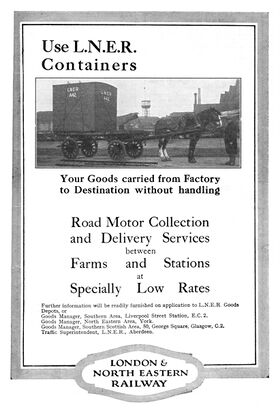1928: LNER container advert, with horse and cart