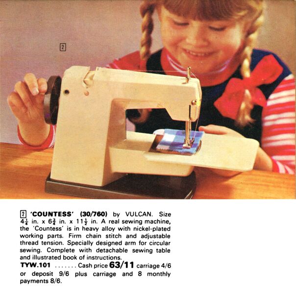 File:Vulcan Countess, childs sewing machine (Hobbies 1968).jpg