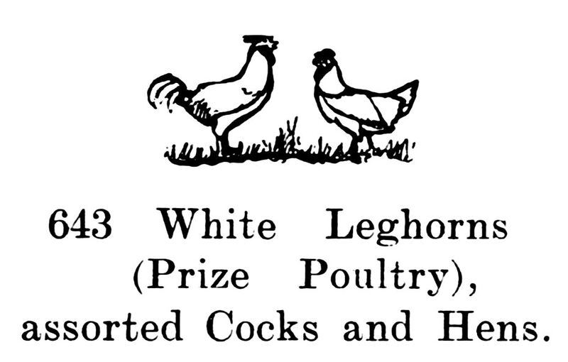File:White Leghorns (Prize Poultry), Cocks and Hens, Britains Farm 643 (BritCat 1940).jpg