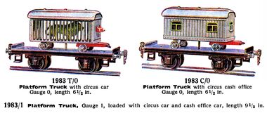 1936: Circus train cars, Märklin, Lion in Cage and Circus Cash Office