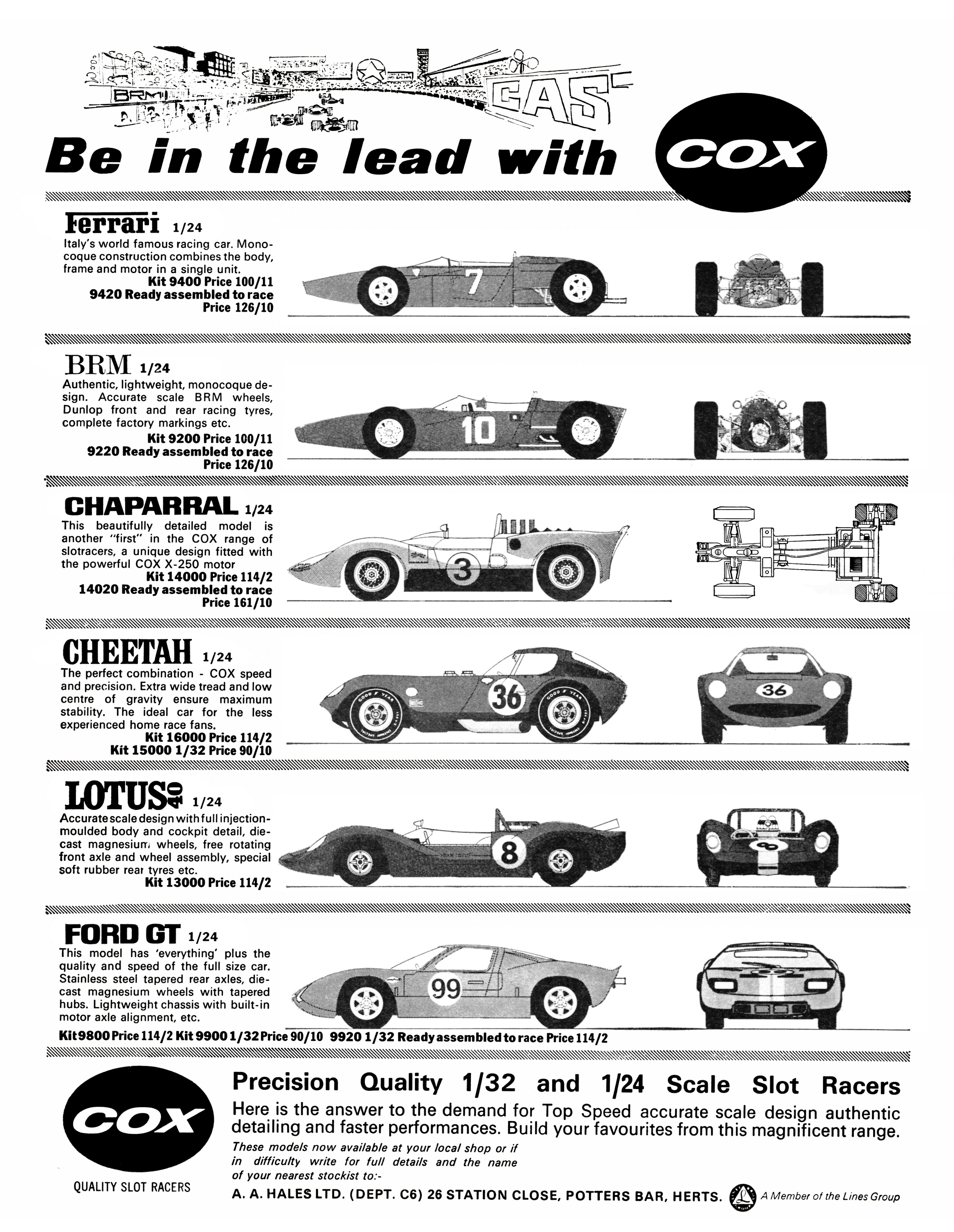 1/24 Cox #9831 Sports & GT slot car frt suspension NEW OLD STOCK MIP TS 