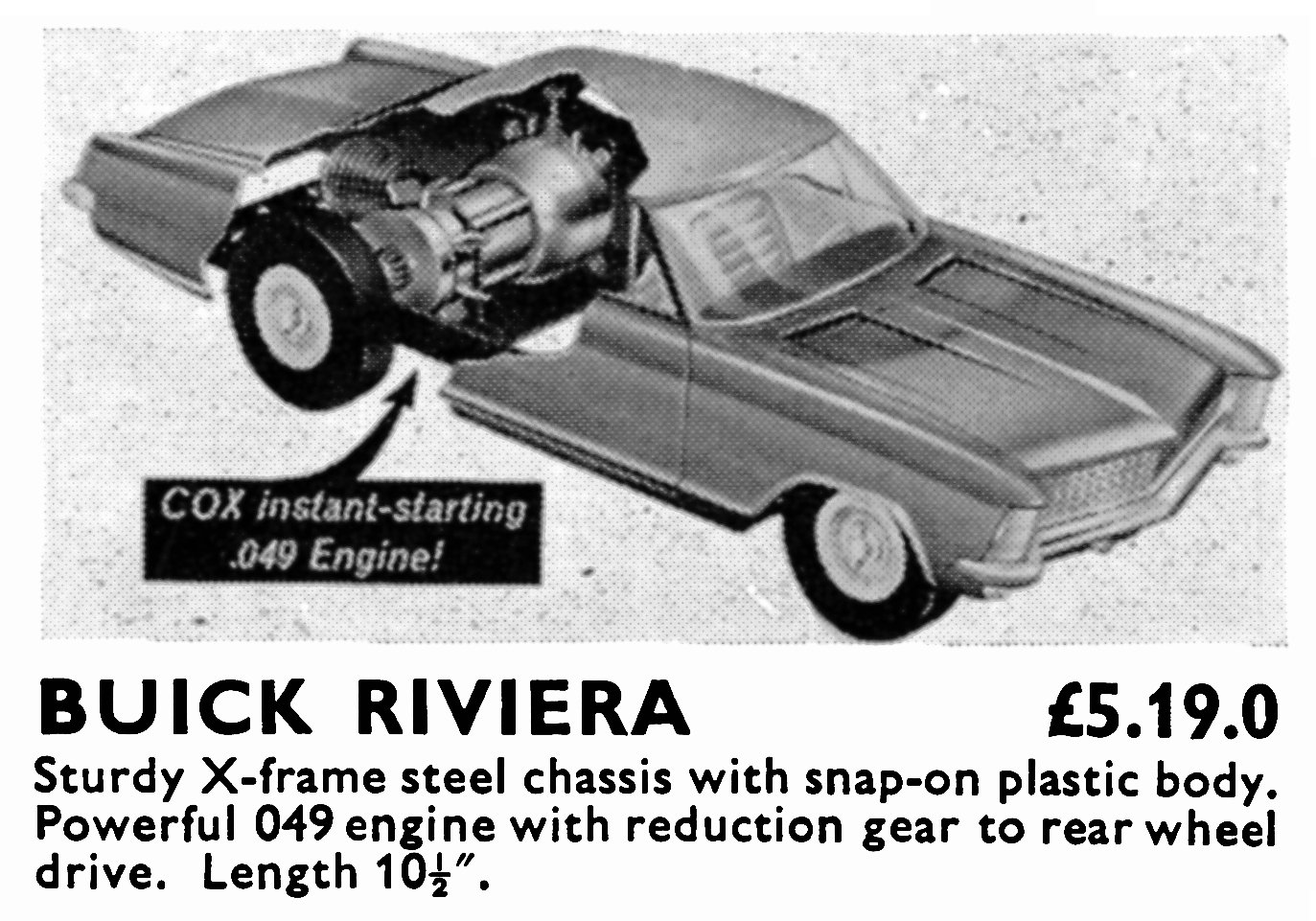 M 1964 L COX CORVETTE BUICK RIVIERA .049 CAR SALES SPEC BROCHURE INSTRUCTIONS 