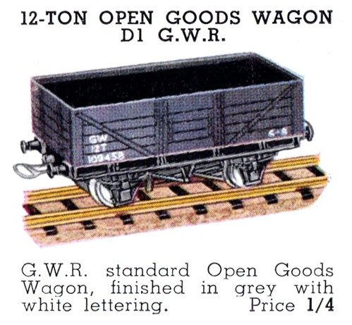 File:Goods Wagon Open 12-Ton GWR, Hornby Dublo D1 (DubloBrochure 1938).jpg