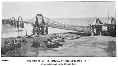 1871: Chain Pier after the removal of the Esplanade, Snellings Bazaar