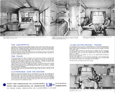 An artist's impressions of the interiors of the brand new super-luxury coaches built for the red Coronation Scot train, from the 1939 "American Tour" brochure