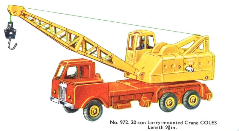 File:20-ton Lorry-mounted Crane, COLES, Dinky Supertoys 972 (~1956 catalogue).jpg