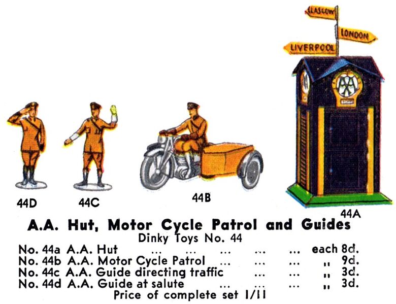 File:AA Hut, Motor Cycle Patrol and Guides, Dinky Toys 44 (1935 BoHTMP).jpg