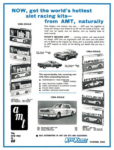 1966: AMT Slot Car Kits, distributed in the UK by KeilKraft