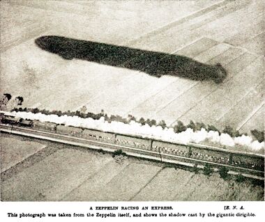 1920: A Zeppelin racing an express train