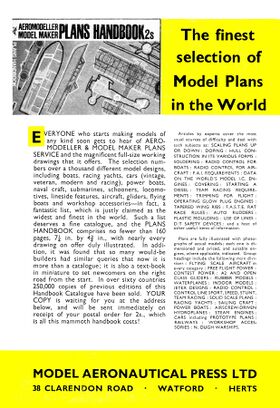 Aero Modeller & Model Maker Plans Handbook: "The finest selection of Model Plans in the World"