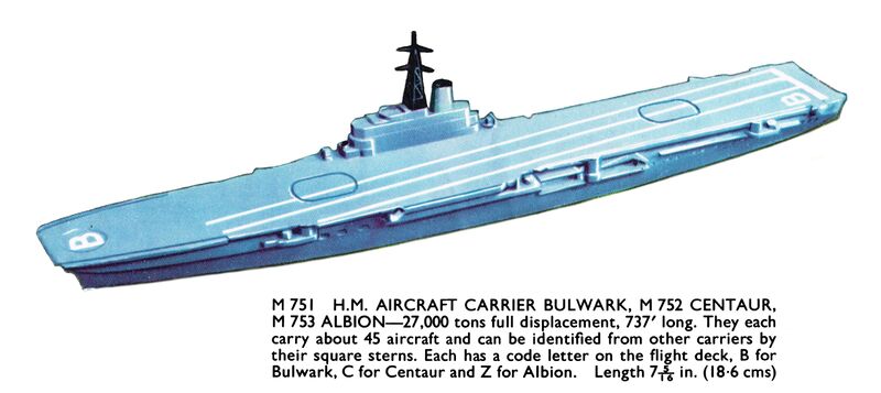 File:Aircraft Carriers Bulwark, Centaur, Albion, Minic Ships M751-M753 (MinicShips 1960).jpg