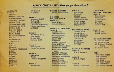 1960: "Have you got them all yet?". Listing of Airfix kits, listing 104(?) kits