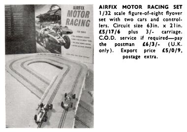 1962: "Airfix Motor Racing" image and description clipped from a 1962 advert