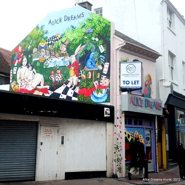 Sara Abbot's Alice Dreams Mural, not long after the first shop closed