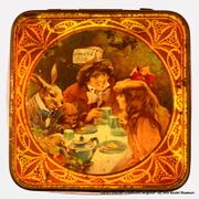 Alice in Wonderland, tea-party design lid (Mazawattee Tea tin).jpg