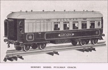 1929: Arcadia, Hornby No.2 Special Pullman Coach, from a review in The Railway Magazine