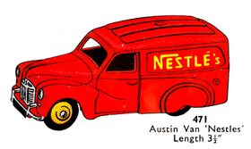 Nestlé's Austin van, Dinky Toys 471 (1950s catalogue image)