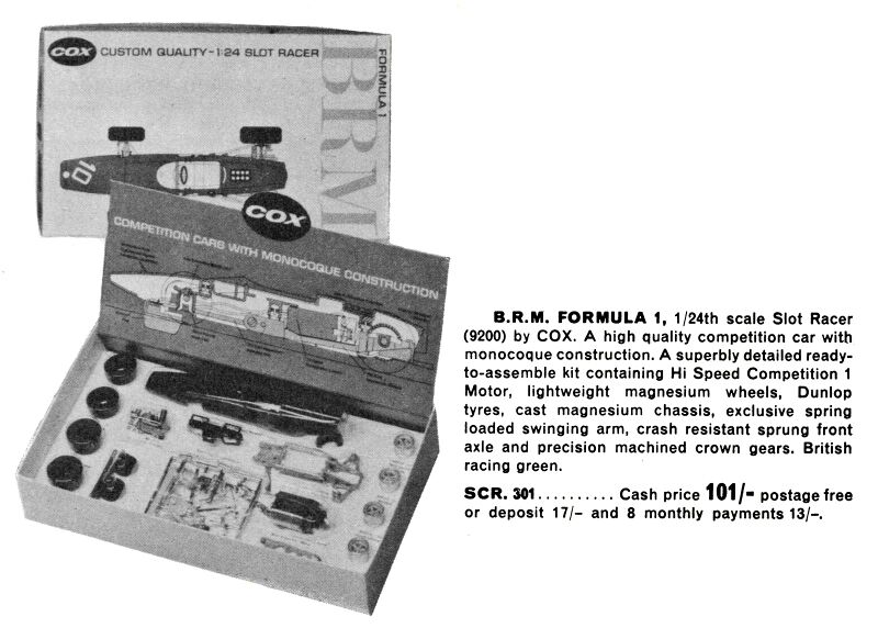 File:BRM Formula 1 slotcar kit, 1-24 scale, Cox 9200 (Hobbies 1967).jpg
