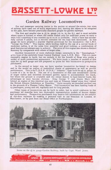 1937: "Bassett-Lowke, Garden Railway Locomotives"