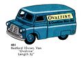 Bedford 10-cwt Van, Ovaltine, Dinky Toys 481 (DinkyCat 1956-06).jpg