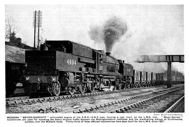 Beyer-Garratt locomotive LMS 4994, photo published in 1935 (Railway Wonders of the World)