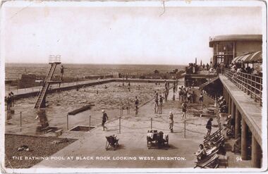 "Black Rock Pool Looking West". Undated postcard, Excel Series #94