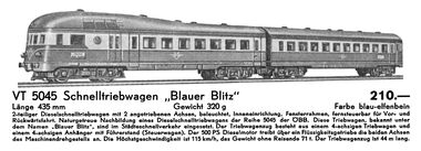 1965: "Blauer Blitz'"/"Blue Lightning" high-speed railcar