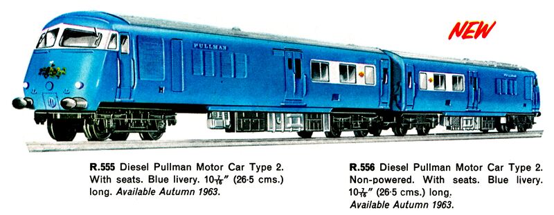 File:Blue Pullman Diesel Motor Cars, powered and unpowered, R-555 and R-556 (TR 1963).jpg