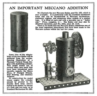 1928: Meccano model of an upright stationary steam engine