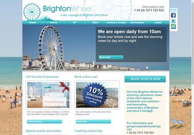 2014: screenshot of the Brightonwheel.com homepage, "A Sky Voyage of Brighton and Hove"