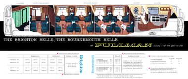 ~1963: Cutaway diagram of a Brighton Belle / Bournemouth Belle Pullman carriage, British Rail
