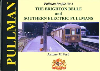 alt=2013: Brighton Belle on the front cover of "The Brighton Belle and Southern Electric Pullmans", by Antony M. Ford, Pullman Profile No.4, ISBN 1909328057. "Few trains can stir the imagination more than the former Pullman 'Brighton Belle'. In this latest volume of the acclaimed 'Pullman Profile' series, Pullman expert Anthony Ford describes the story of the introduction of the service in the 1930s together with the associate use of Pullman cars in other multiple unit electric trains of the Southern Railway. This is not just a simple history of the electric Pullman trains on the Southern, for associated with it is the story of Pullman in the 1930s, its opulence and style and why as the years and decades passed there was still the demand for Pullman travel thirty or more years later."