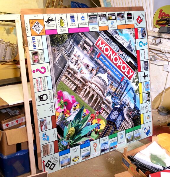 File:Brighton Monopoly board, publicity backdrop, awaiting storage (2017-11-10).jpg