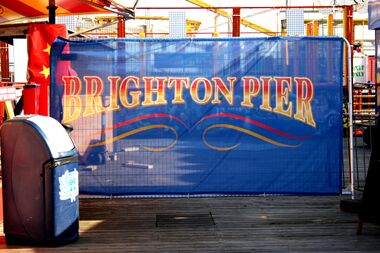 2016: "Brighton Pier" branding on a security screen