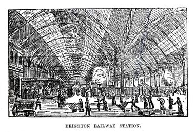1885: Engraving of Brighton Station's interior