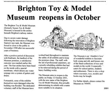2001: Brighton Toy and Model Museum reopens in October