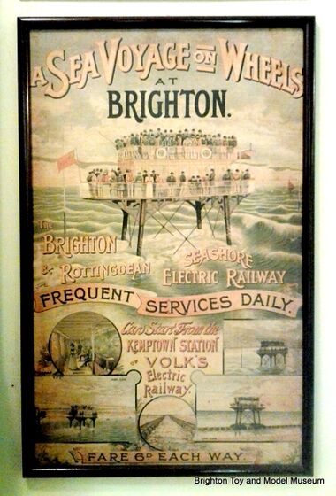 "A Sea Voyage on Wheels" - original poster for the Brighton and Rottingdean Seashore Electric Railway)