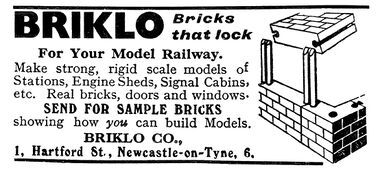 1933, April: Briklo, Bricks that lock (The Model Railway News)